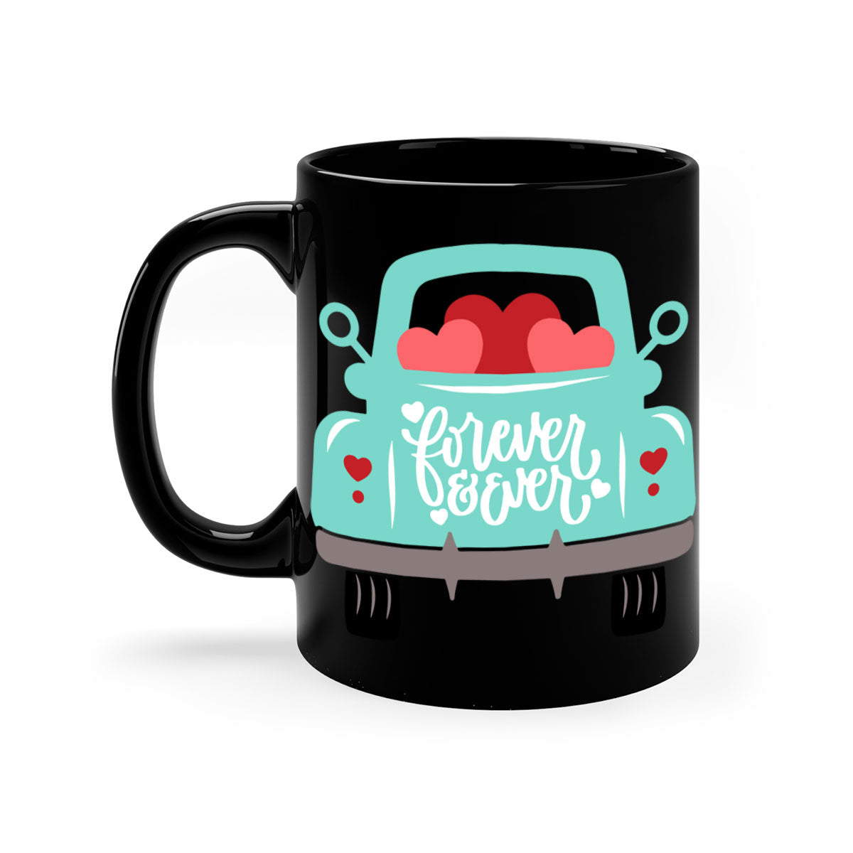 Forever Ever 27# Mug with colorful handle and glossy finish, available in multiple colors and sizes.