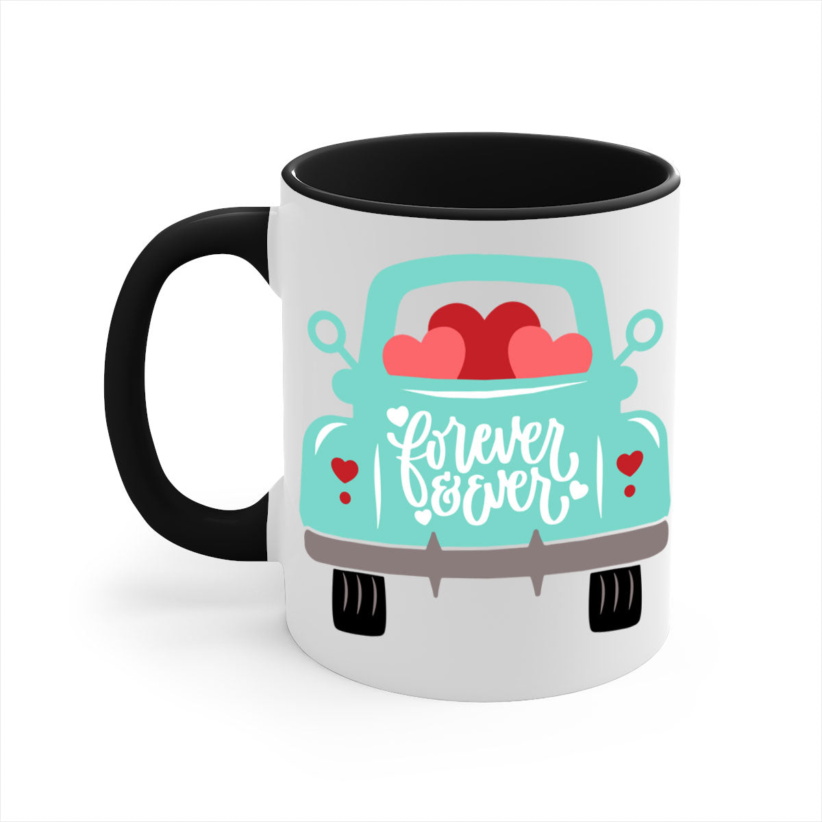 Forever Ever 27# Mug with colorful handle and glossy finish, available in multiple colors and sizes.