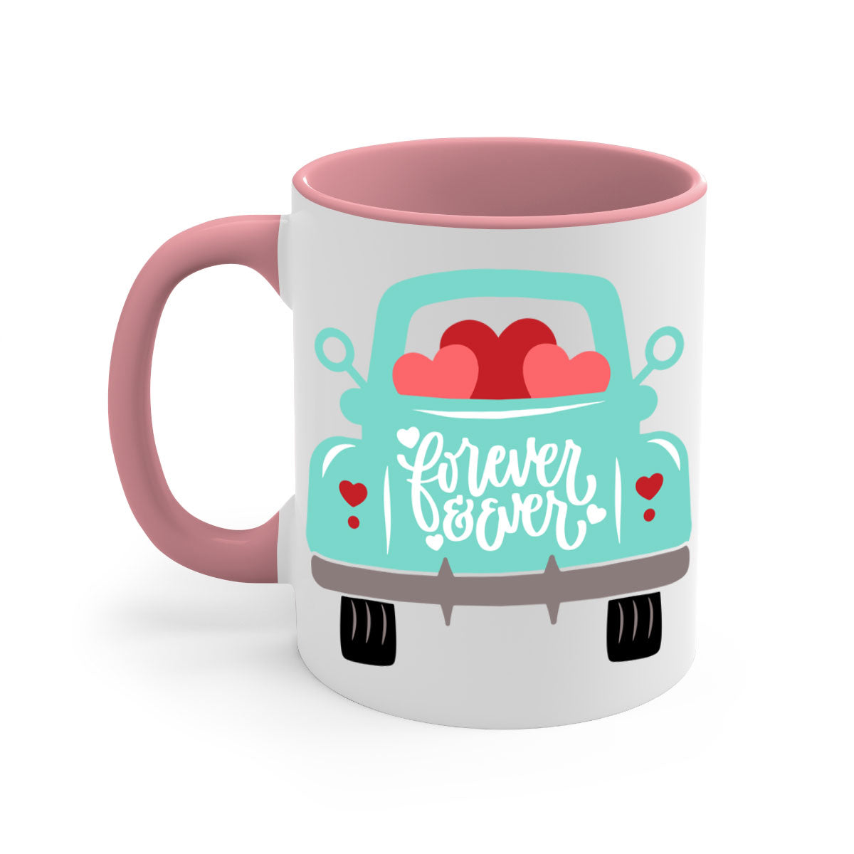 Forever Ever 27# Mug with colorful handle and glossy finish, available in multiple colors and sizes.