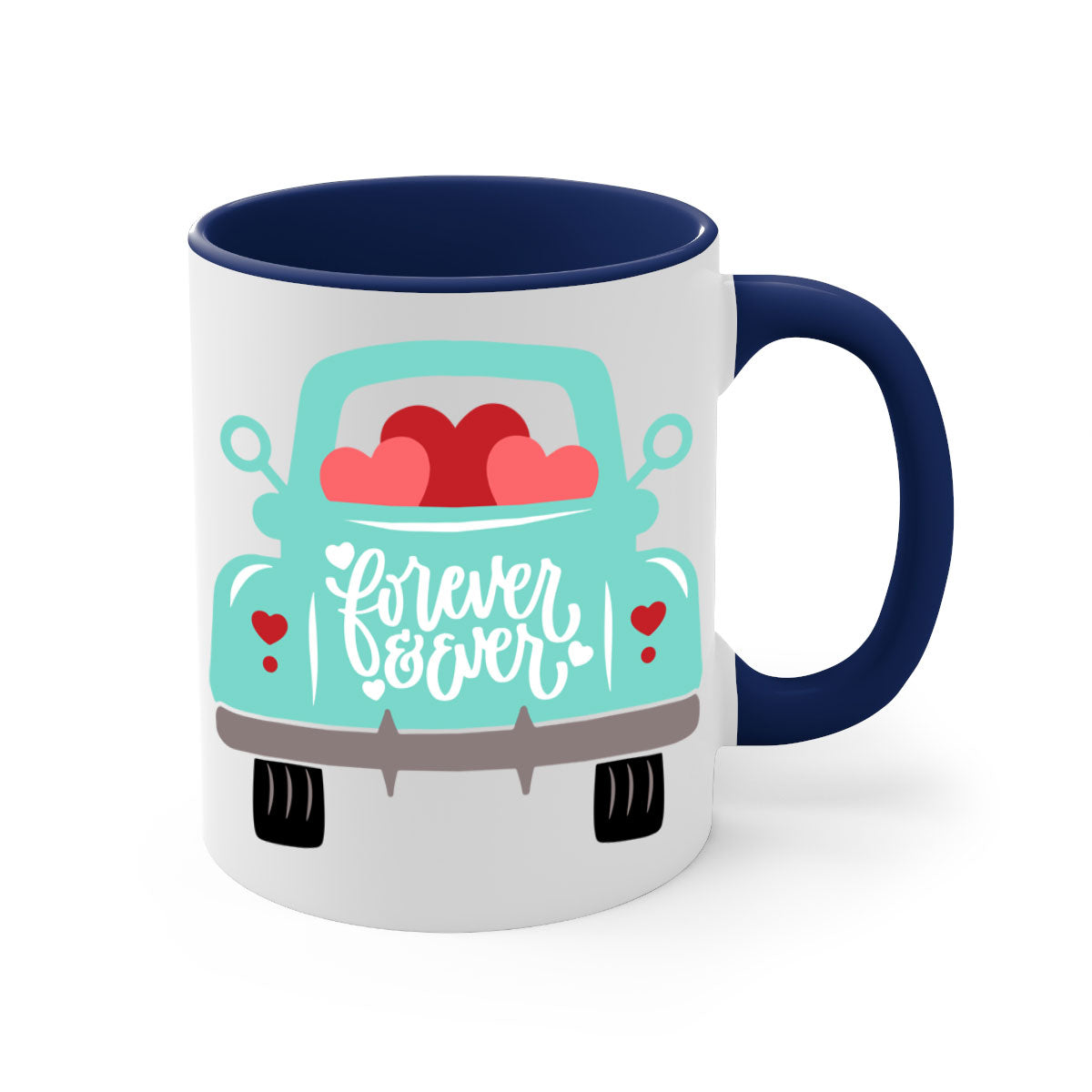 Forever Ever 27# Mug with colorful handle and glossy finish, available in multiple colors and sizes.