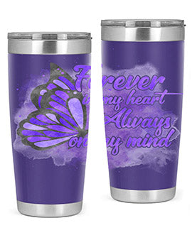Forever In My Heart Alzheimer 20oz tumbler featuring double wall vacuum stainless steel design with a heartfelt message.