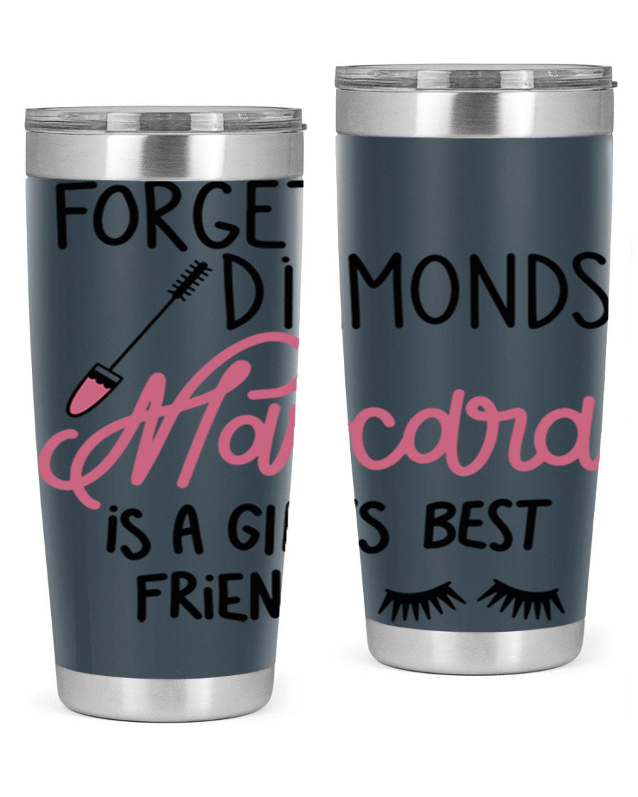 Forget Diamonds Mascara tumbler featuring a stylish design, double wall vacuum stainless steel, and a press-in drink-thru lid.
