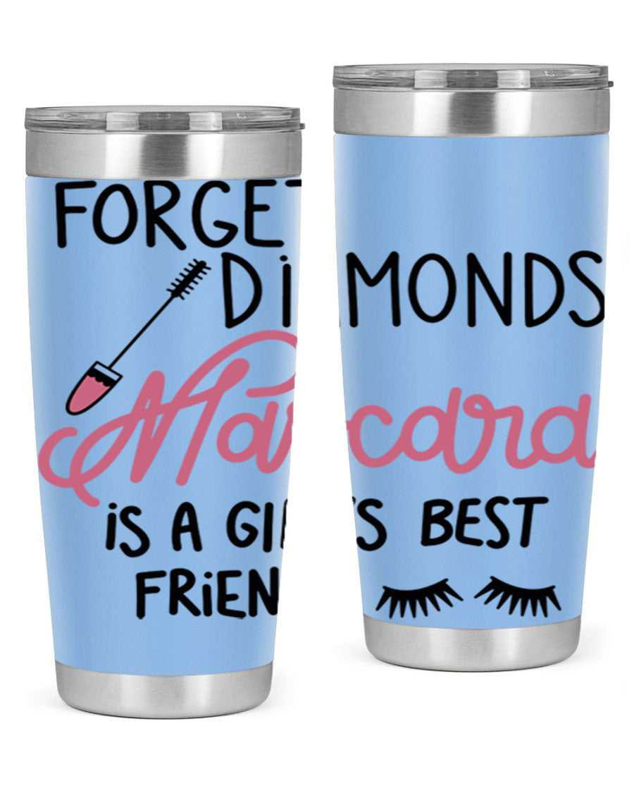 Forget Diamonds Mascara tumbler featuring a stylish design, double wall vacuum stainless steel, and a press-in drink-thru lid.