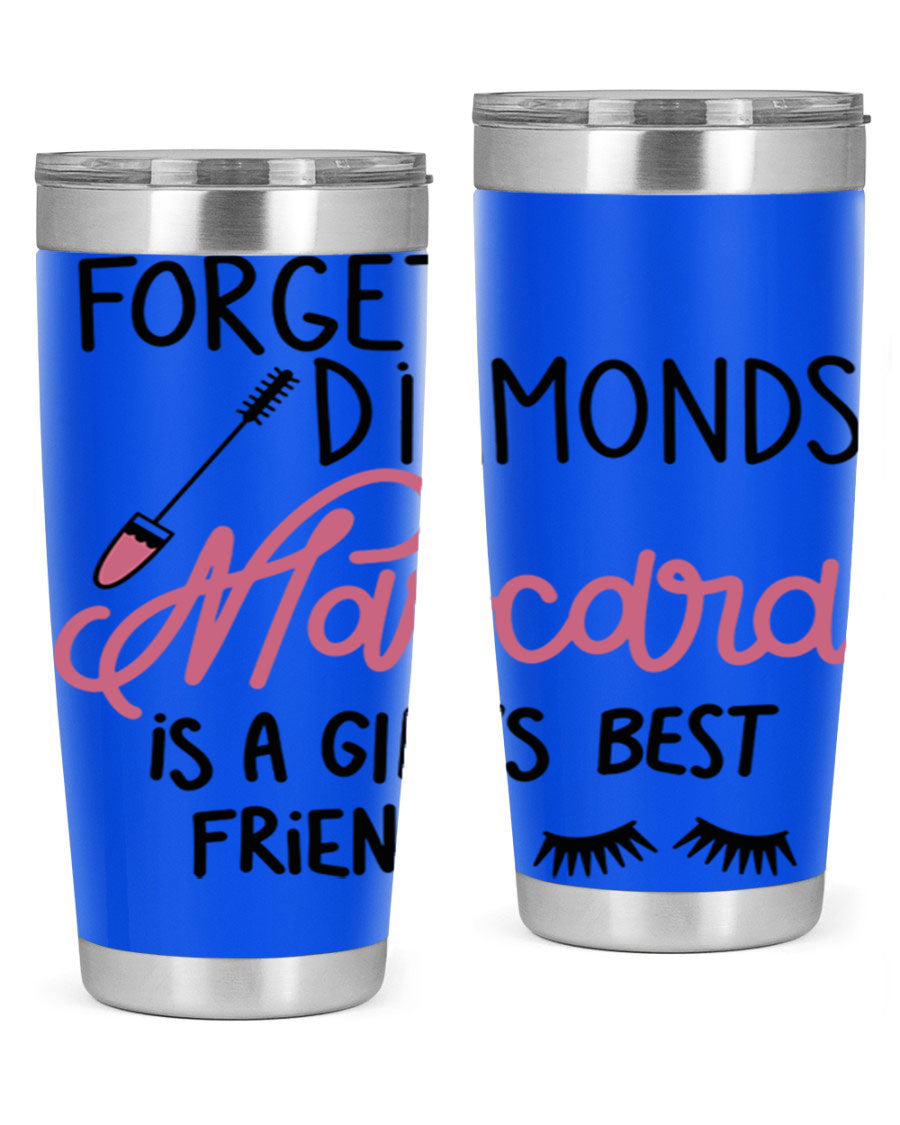 Forget Diamonds Mascara tumbler featuring a stylish design, double wall vacuum stainless steel, and a press-in drink-thru lid.