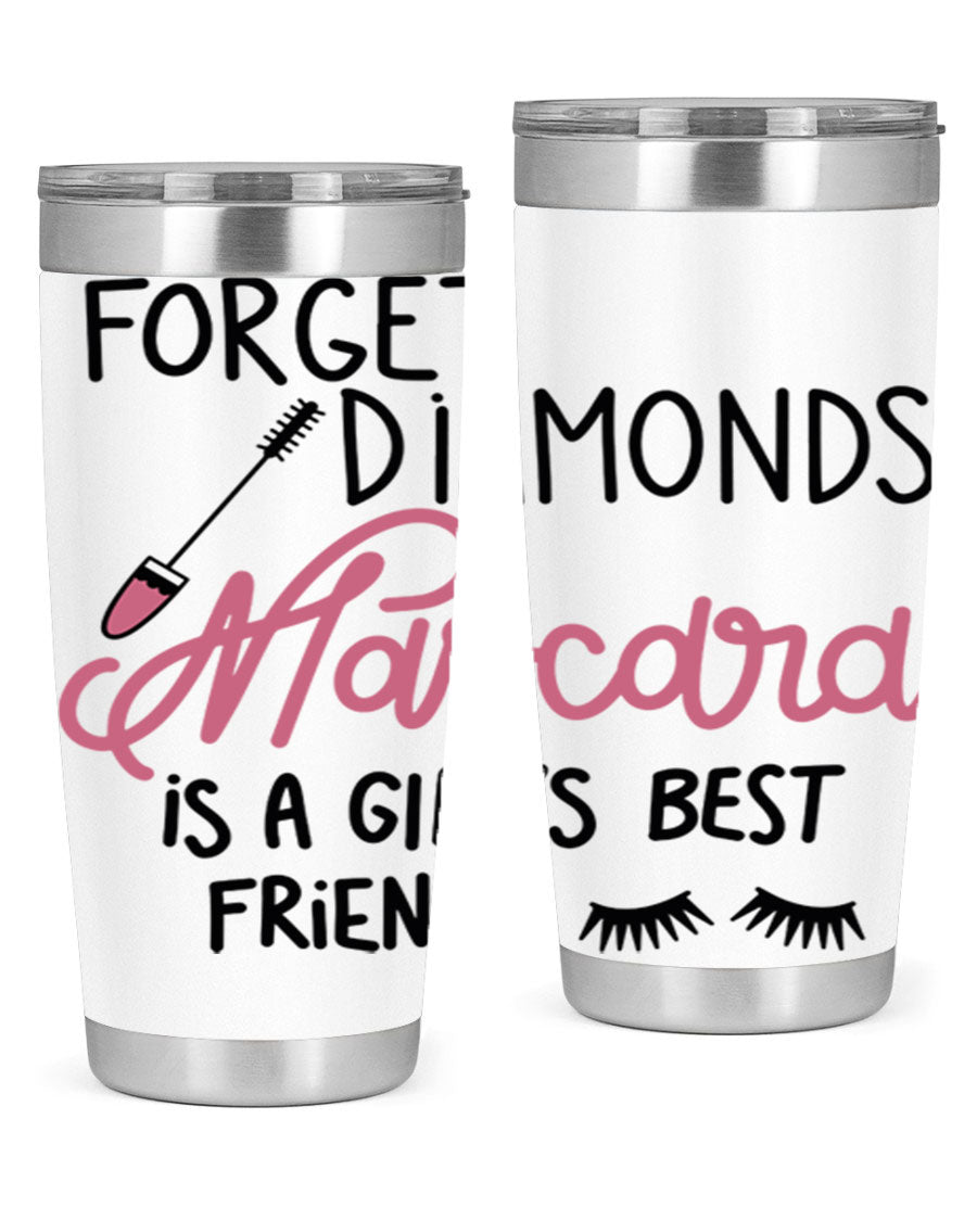 Forget Diamonds Mascara tumbler featuring a stylish design, double wall vacuum stainless steel, and a press-in drink-thru lid.