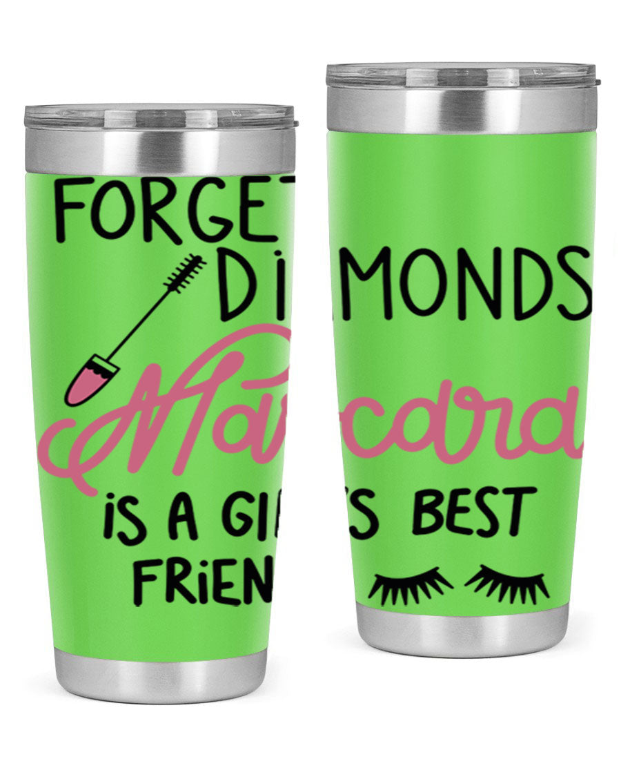 Forget Diamonds Mascara tumbler featuring a stylish design, double wall vacuum stainless steel, and a press-in drink-thru lid.
