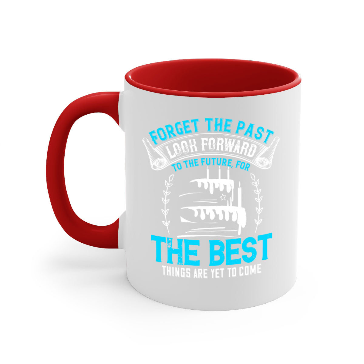 A stylish two-tone ceramic mug with a motivational quote, featuring a colored handle and glossy finish, available in multiple colors.