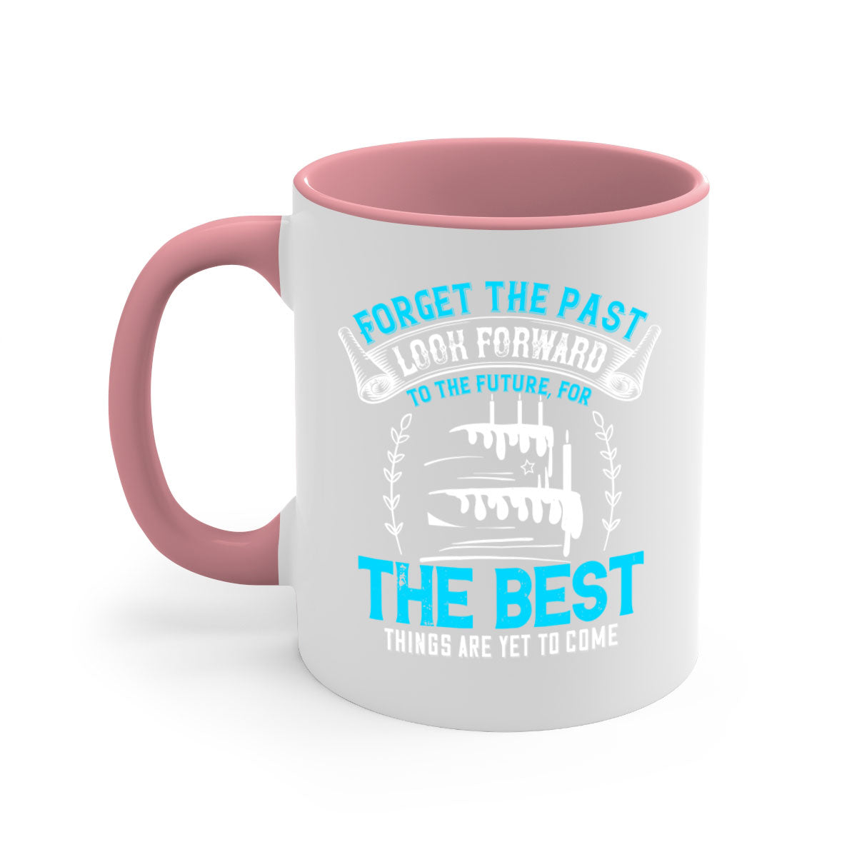 A stylish two-tone ceramic mug with a motivational quote, featuring a colored handle and glossy finish, available in multiple colors.
