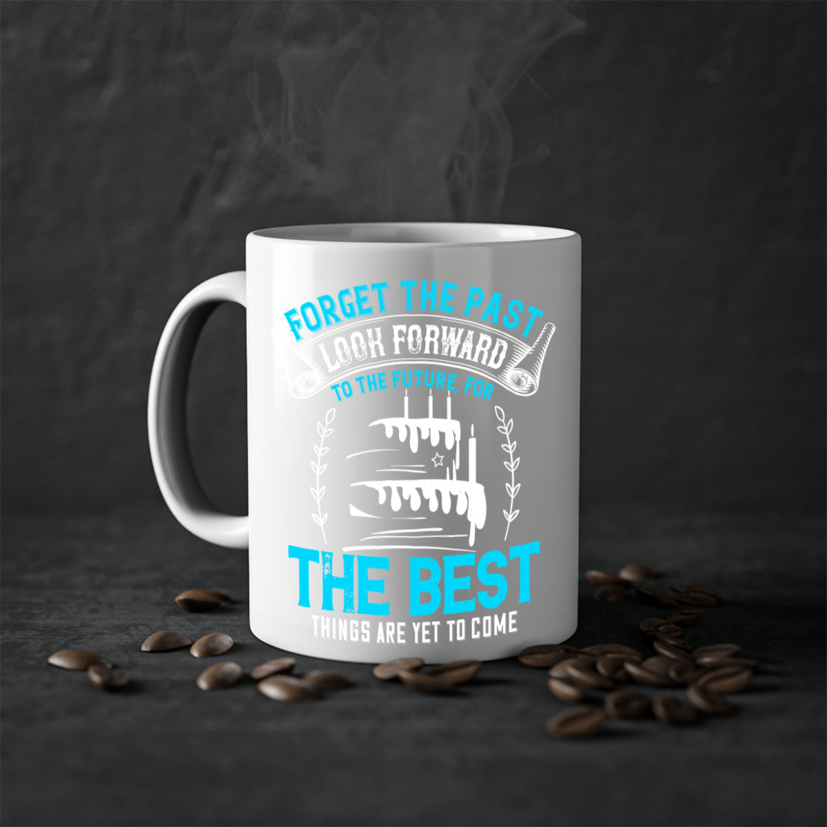 A stylish two-tone ceramic mug with a motivational quote, featuring a colored handle and glossy finish, available in multiple colors.