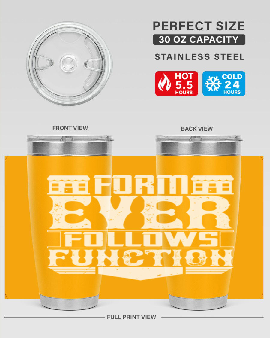 Form ever follows function Style 42# tumbler, a sleek 20oz double wall vacuum stainless steel tumbler with a drink-thru lid.