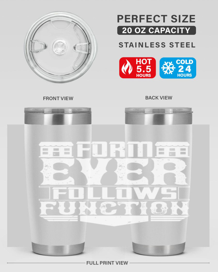 Form ever follows function Style 42# tumbler, a sleek 20oz double wall vacuum stainless steel tumbler with a drink-thru lid.