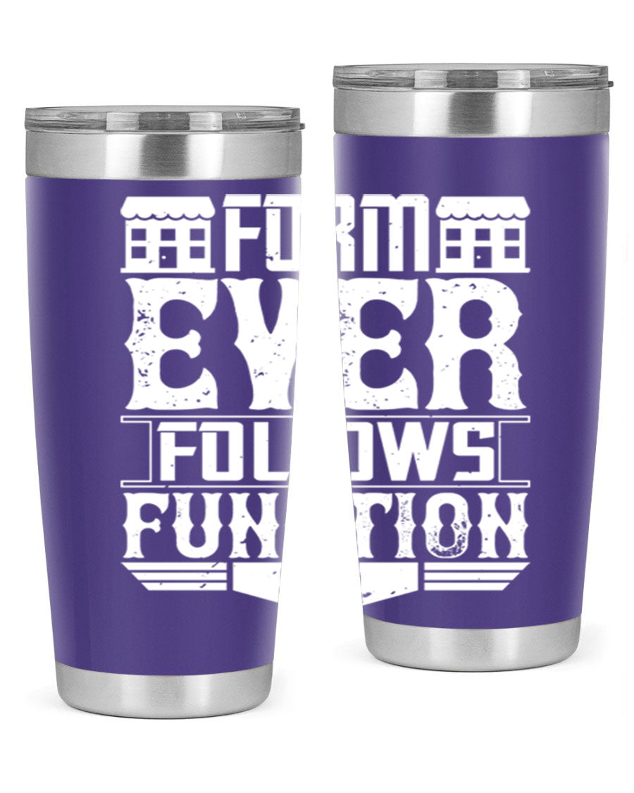 Form ever follows function Style 42# tumbler, a sleek 20oz double wall vacuum stainless steel tumbler with a drink-thru lid.