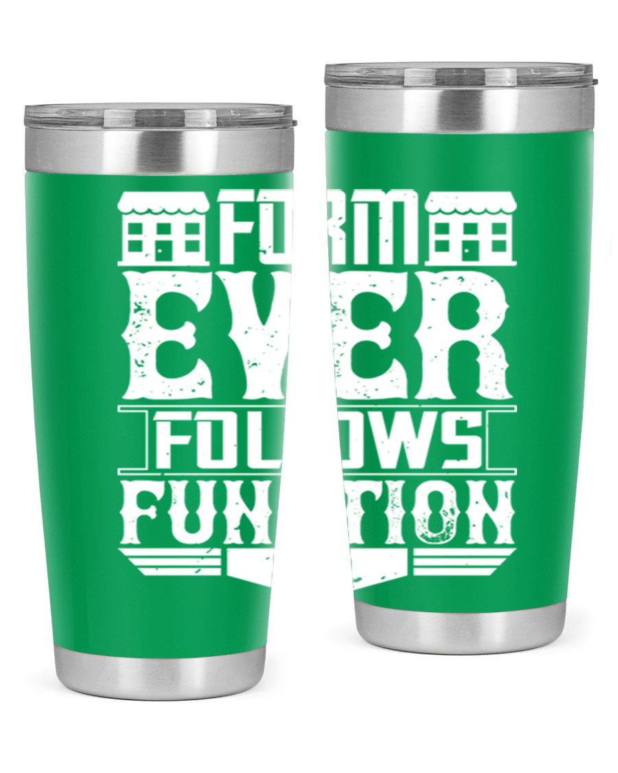 Form ever follows function Style 42# tumbler, a sleek 20oz double wall vacuum stainless steel tumbler with a drink-thru lid.