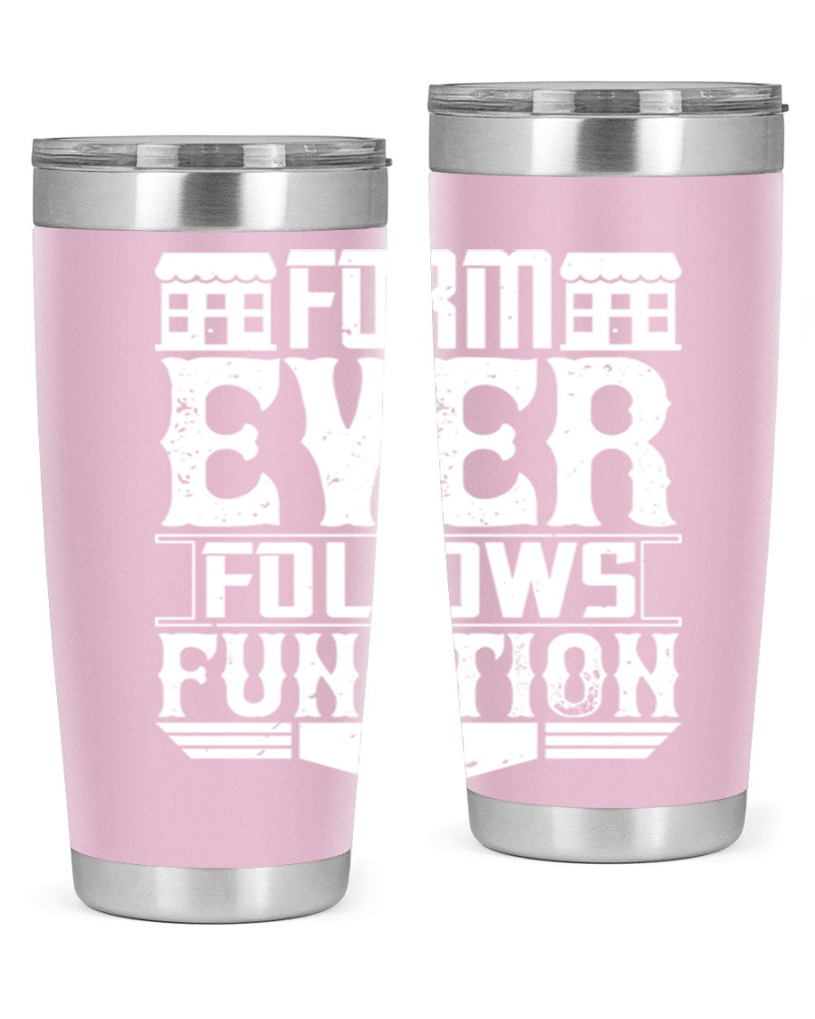 Form ever follows function Style 42# tumbler, a sleek 20oz double wall vacuum stainless steel tumbler with a drink-thru lid.