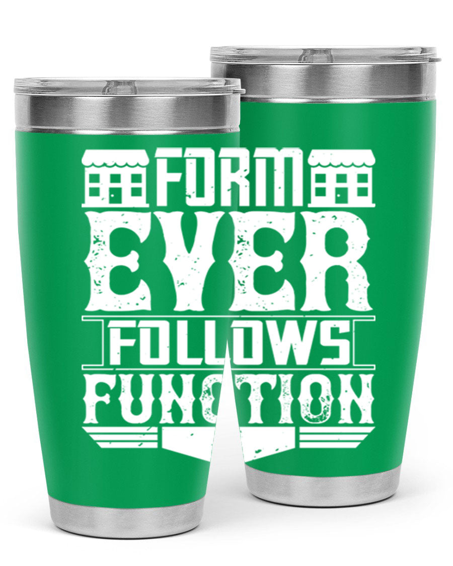 Form ever follows function Style 42# tumbler, a sleek 20oz double wall vacuum stainless steel tumbler with a drink-thru lid.