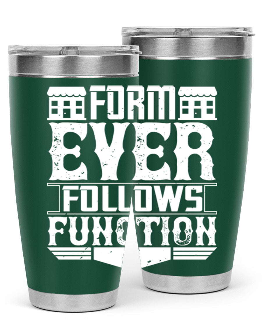 Form ever follows function Style 42# tumbler, a sleek 20oz double wall vacuum stainless steel tumbler with a drink-thru lid.