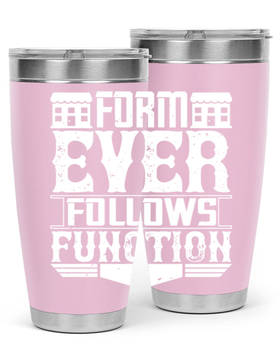 Form ever follows function Style 42# tumbler, a sleek 20oz double wall vacuum stainless steel tumbler with a drink-thru lid.