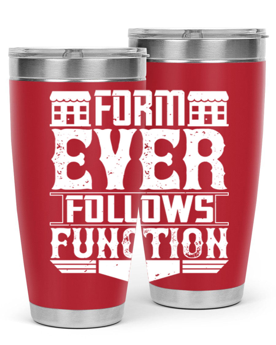 Form ever follows function Style 42# tumbler, a sleek 20oz double wall vacuum stainless steel tumbler with a drink-thru lid.