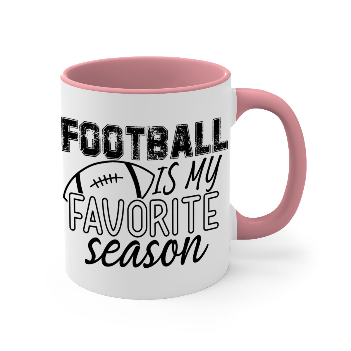 Football is my favorite season mug with a glossy finish, featuring a colored handle and interior, available in multiple colors.