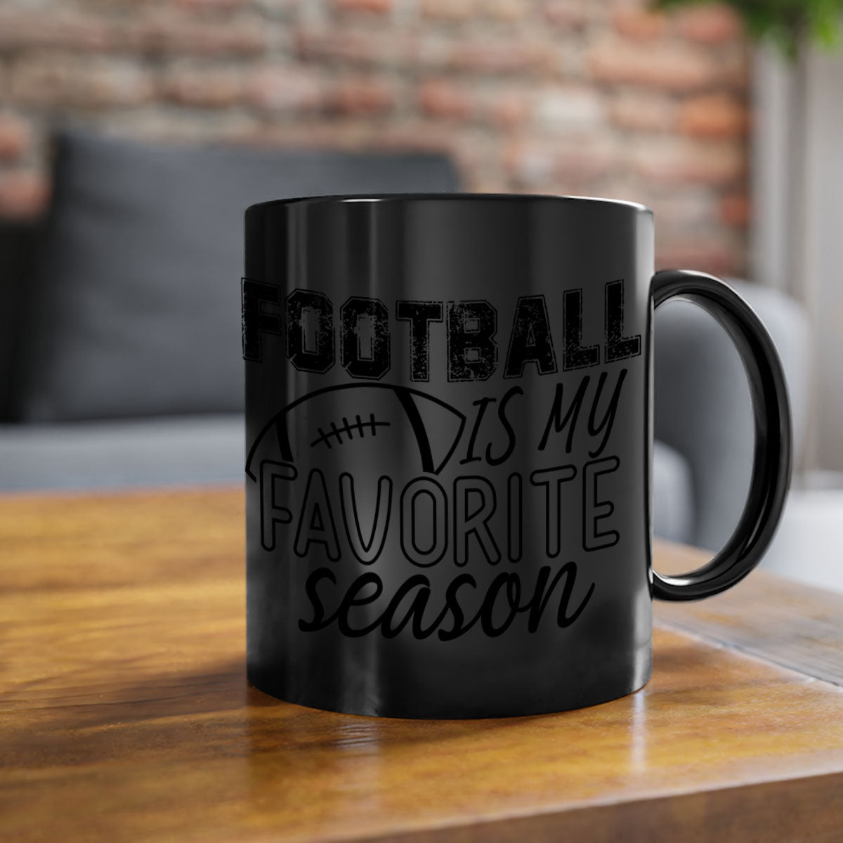 Football is my favorite season mug with a glossy finish, featuring a colored handle and interior, available in multiple colors.