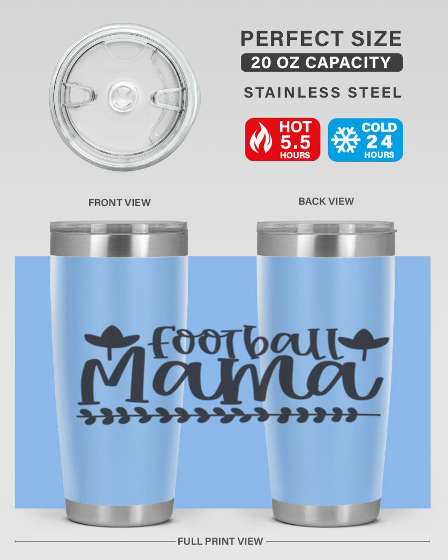 Football Mama 409# Tumbler in stainless steel with a stylish design, perfect for keeping drinks hot or cold.