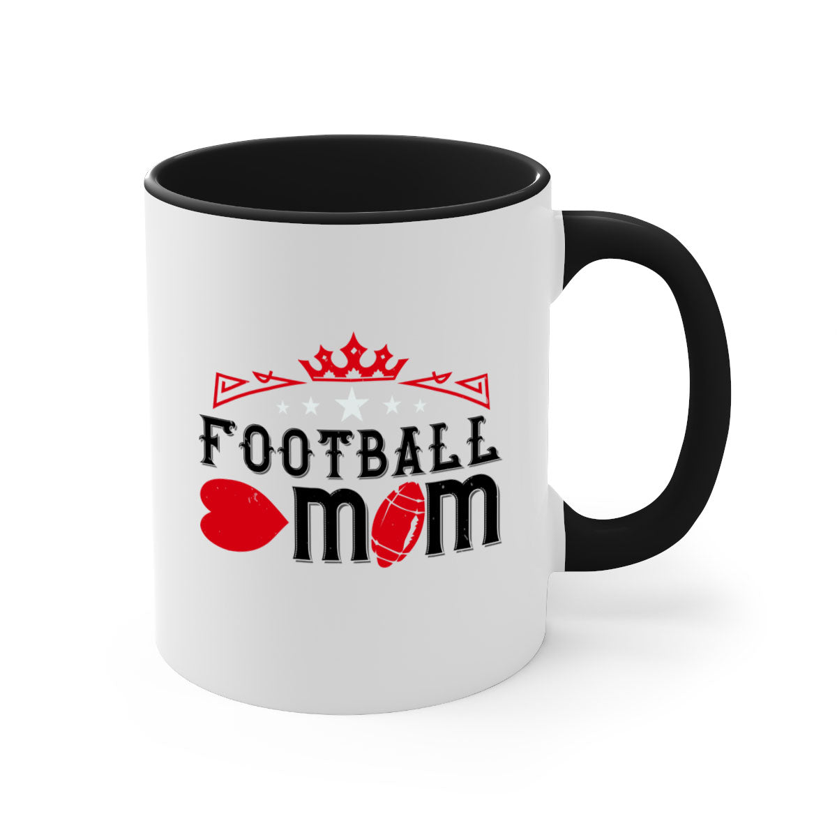 Football Mom 1240# Mug with a glossy finish, featuring a colored handle and interior, available in multiple colors.