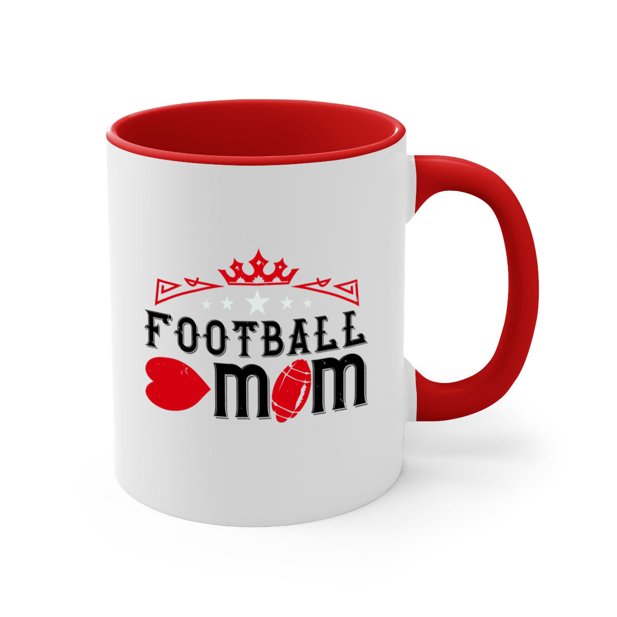 Football Mom 1240# Mug with a glossy finish, featuring a colored handle and interior, available in multiple colors.