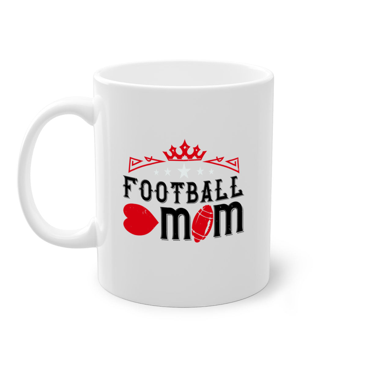 Football Mom 1240# Mug with a glossy finish, featuring a colored handle and interior, available in multiple colors.