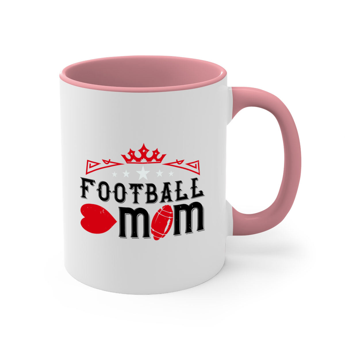 Football Mom 1240# Mug with a glossy finish, featuring a colored handle and interior, available in multiple colors.