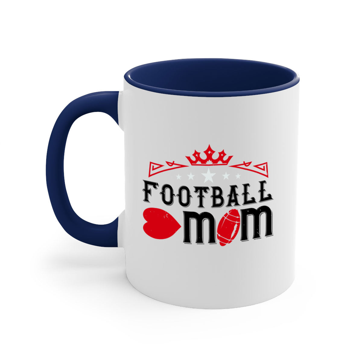 Football Mom 1240# Mug with a glossy finish, featuring a colored handle and interior, available in multiple colors.