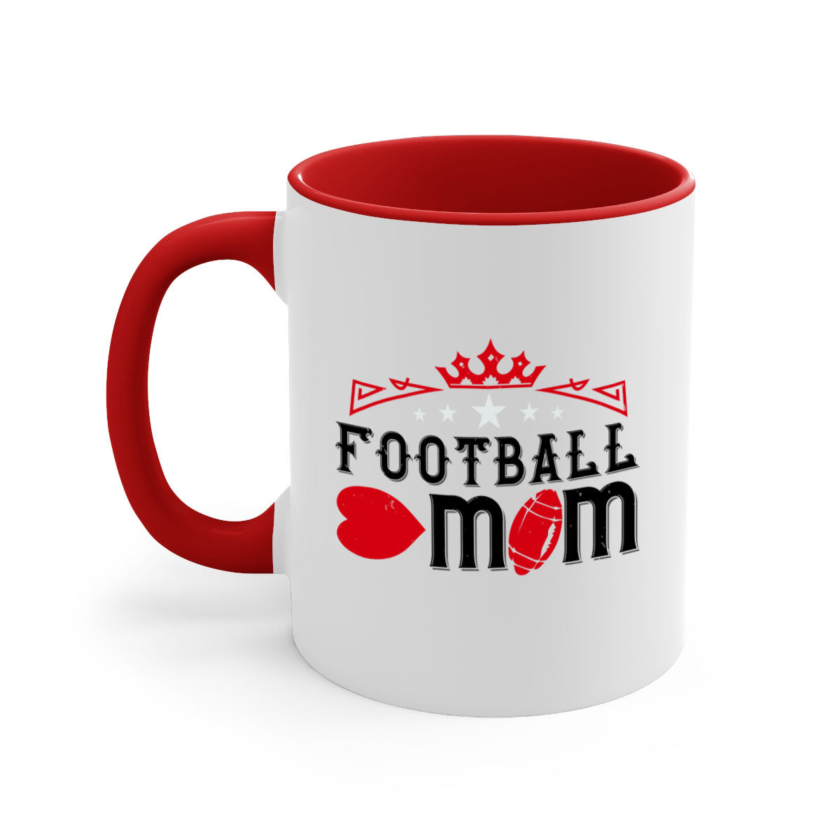 Football Mom 1240# Mug with a glossy finish, featuring a colored handle and interior, available in multiple colors.