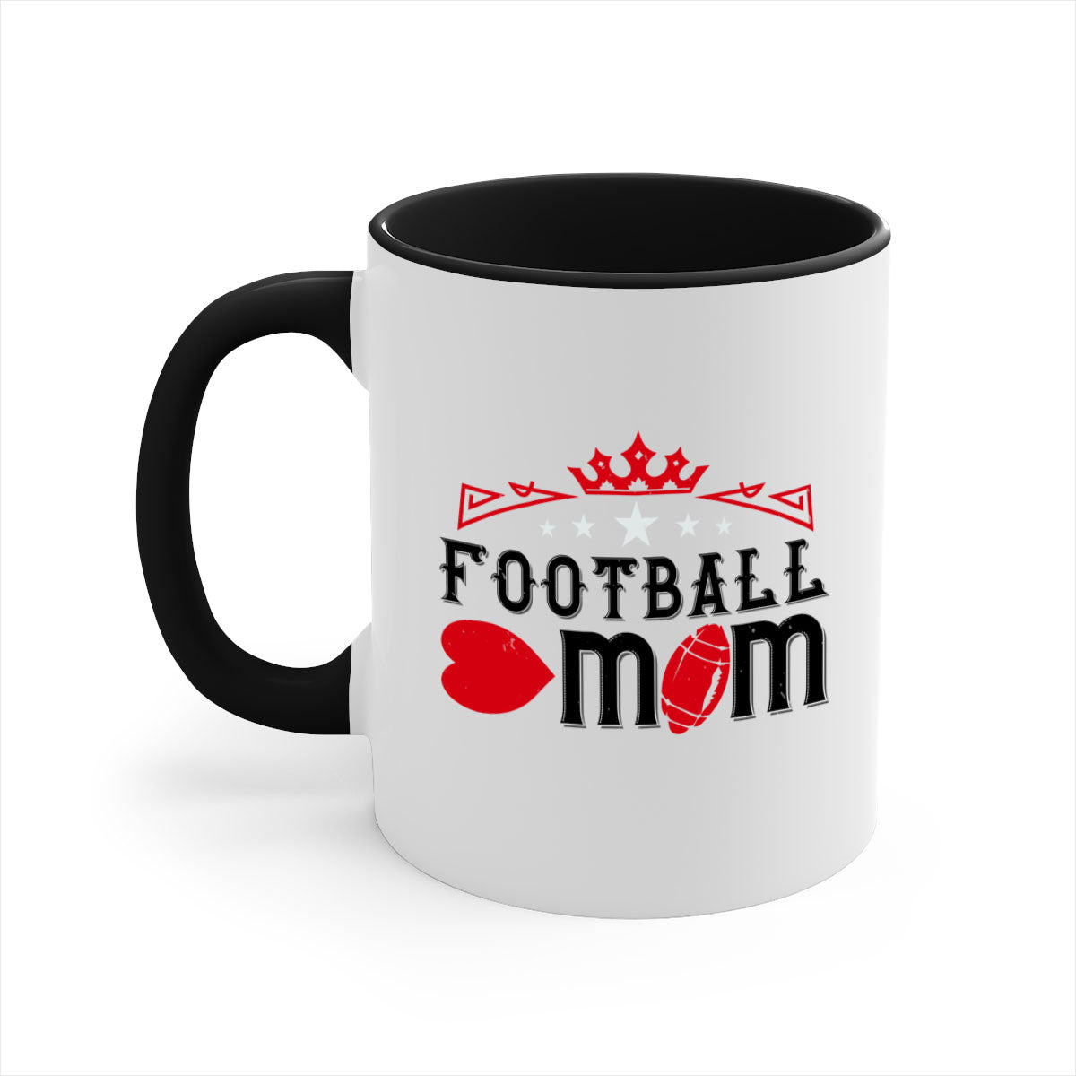 Football Mom 1240# Mug with a glossy finish, featuring a colored handle and interior, available in multiple colors.