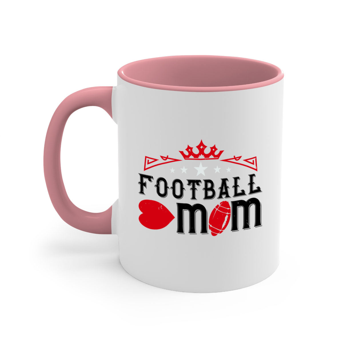 Football Mom 1240# Mug with a glossy finish, featuring a colored handle and interior, available in multiple colors.