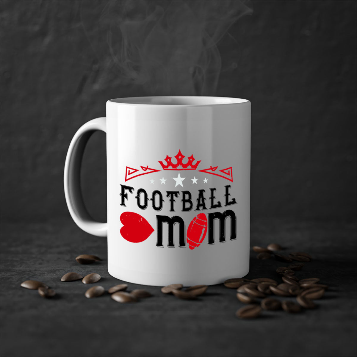 Football Mom 1240# Mug with a glossy finish, featuring a colored handle and interior, available in multiple colors.