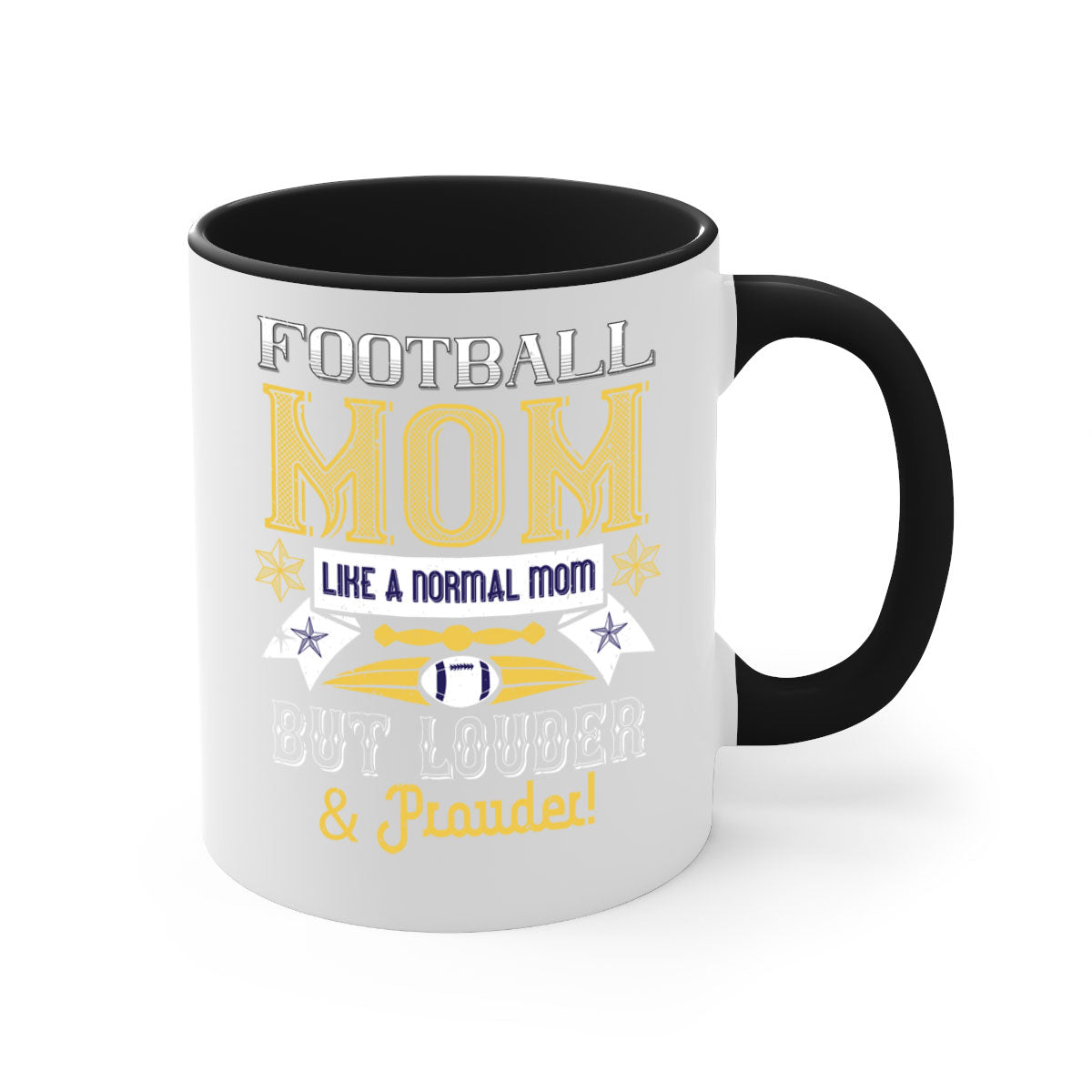 Football Mom Like a Normal Mom Mug with colorful handle and glossy finish, available in multiple colors and sizes.