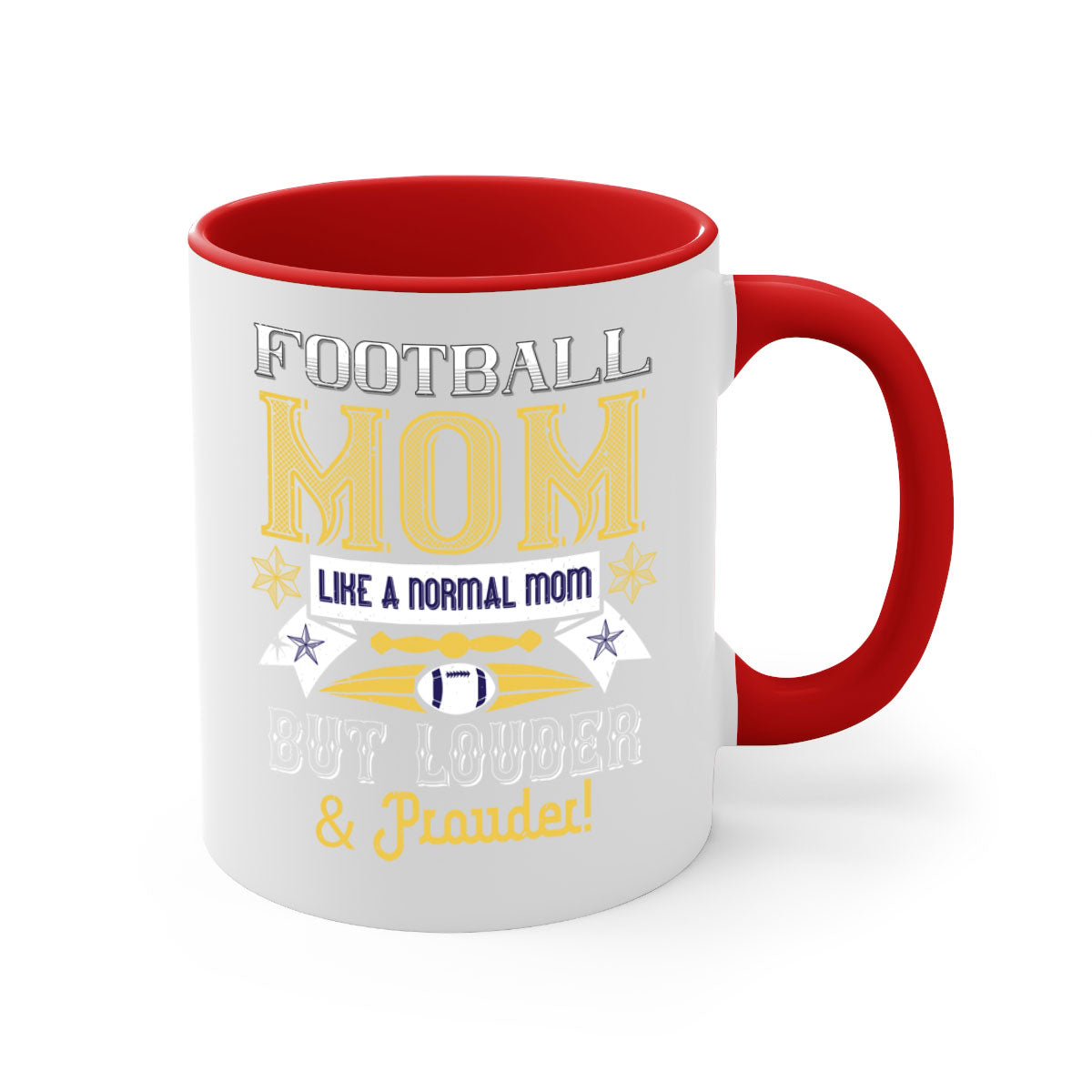 Football Mom Like a Normal Mom Mug with colorful handle and glossy finish, available in multiple colors and sizes.