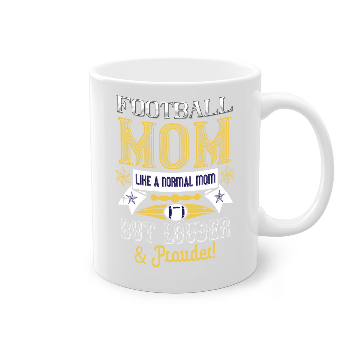 Football Mom Like a Normal Mom Mug with colorful handle and glossy finish, available in multiple colors and sizes.