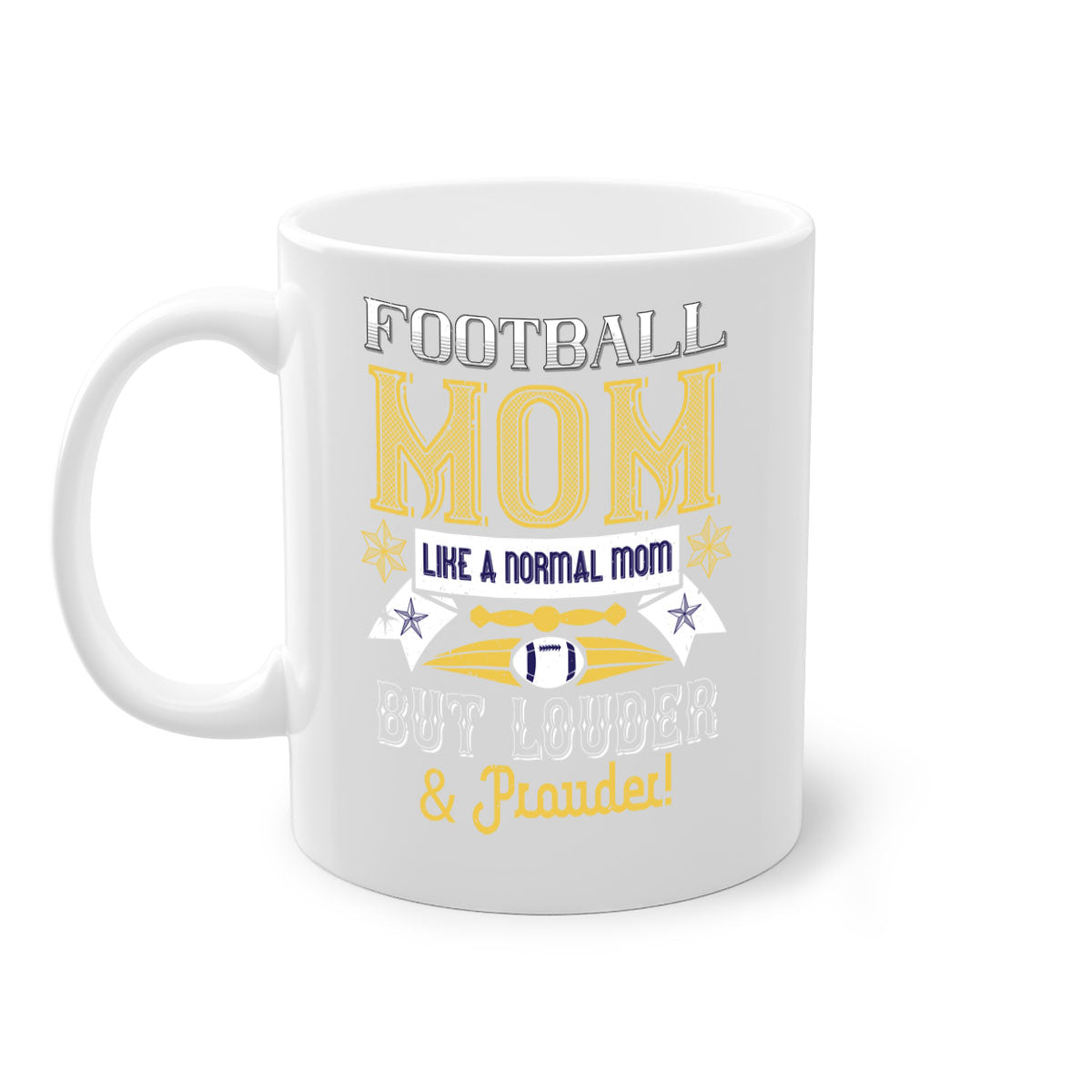 Football Mom Like a Normal Mom Mug with colorful handle and glossy finish, available in multiple colors and sizes.