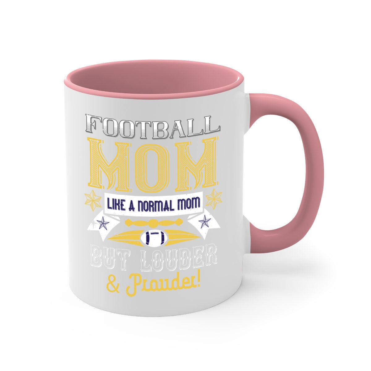 Football Mom Like a Normal Mom Mug with colorful handle and glossy finish, available in multiple colors and sizes.