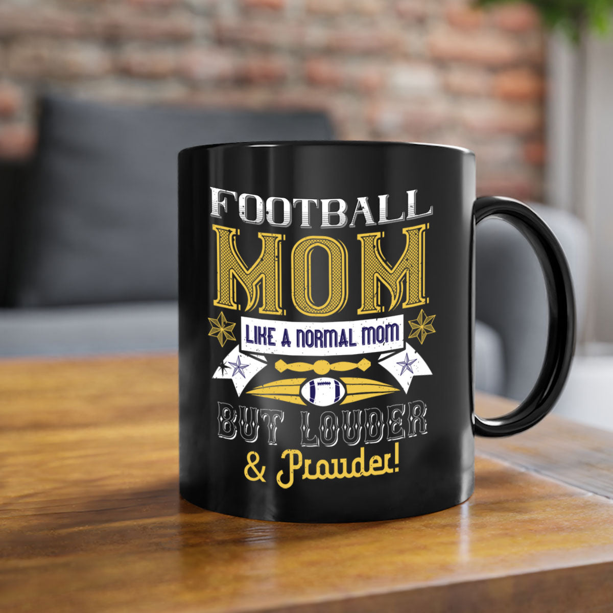 Football Mom Like a Normal Mom Mug with colorful handle and glossy finish, available in multiple colors and sizes.