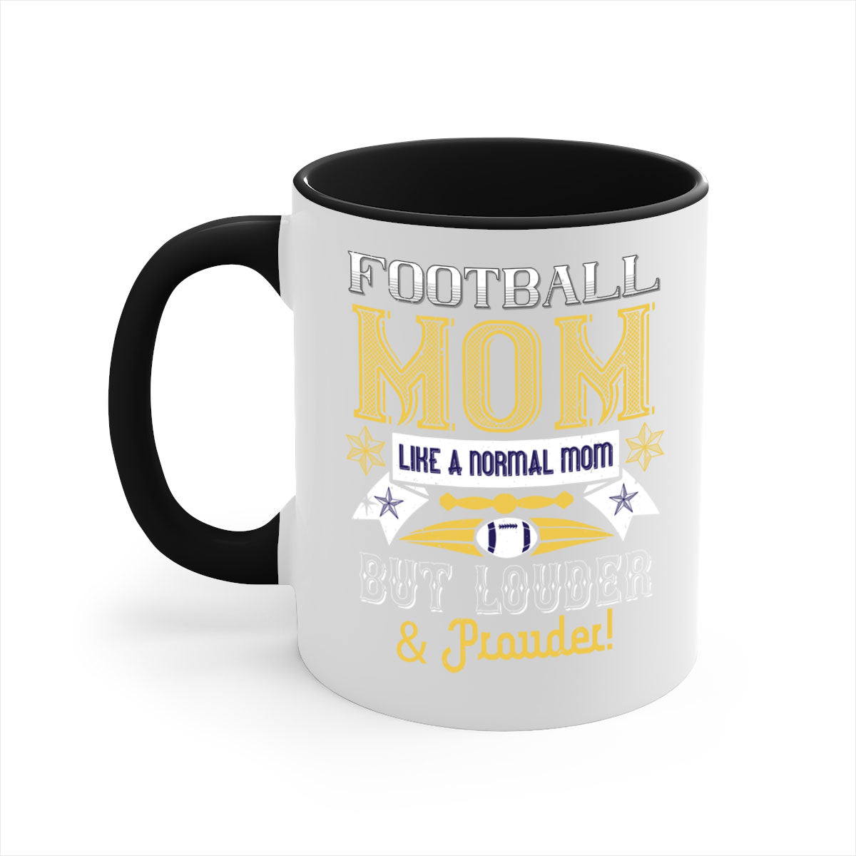 Football Mom Like a Normal Mom Mug with colorful handle and glossy finish, available in multiple colors and sizes.