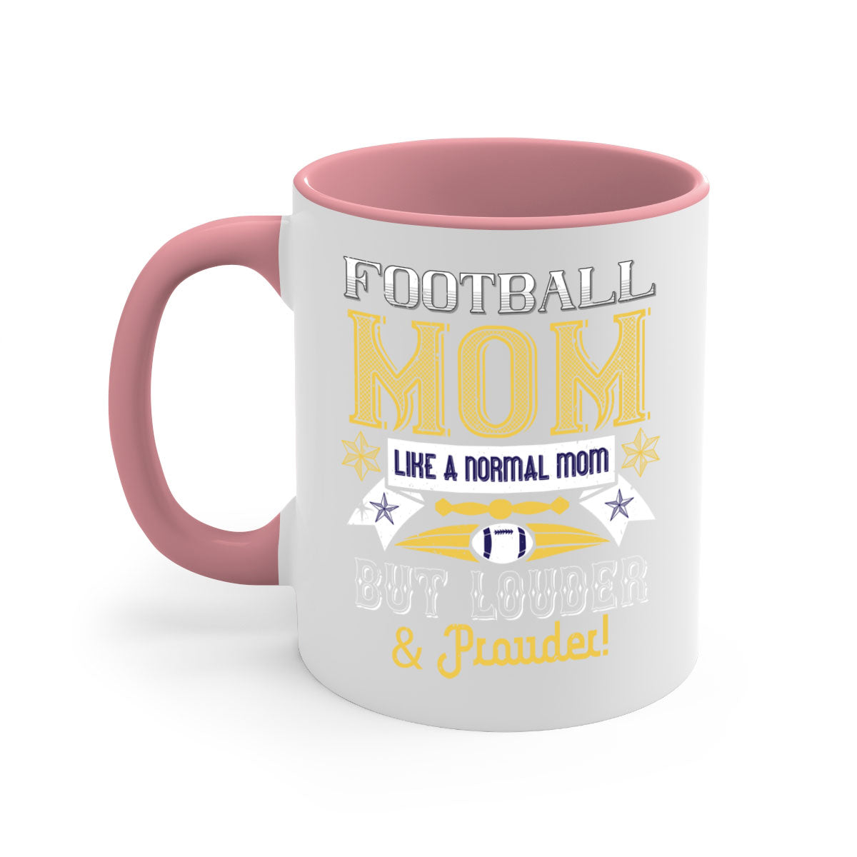 Football Mom Like a Normal Mom Mug with colorful handle and glossy finish, available in multiple colors and sizes.