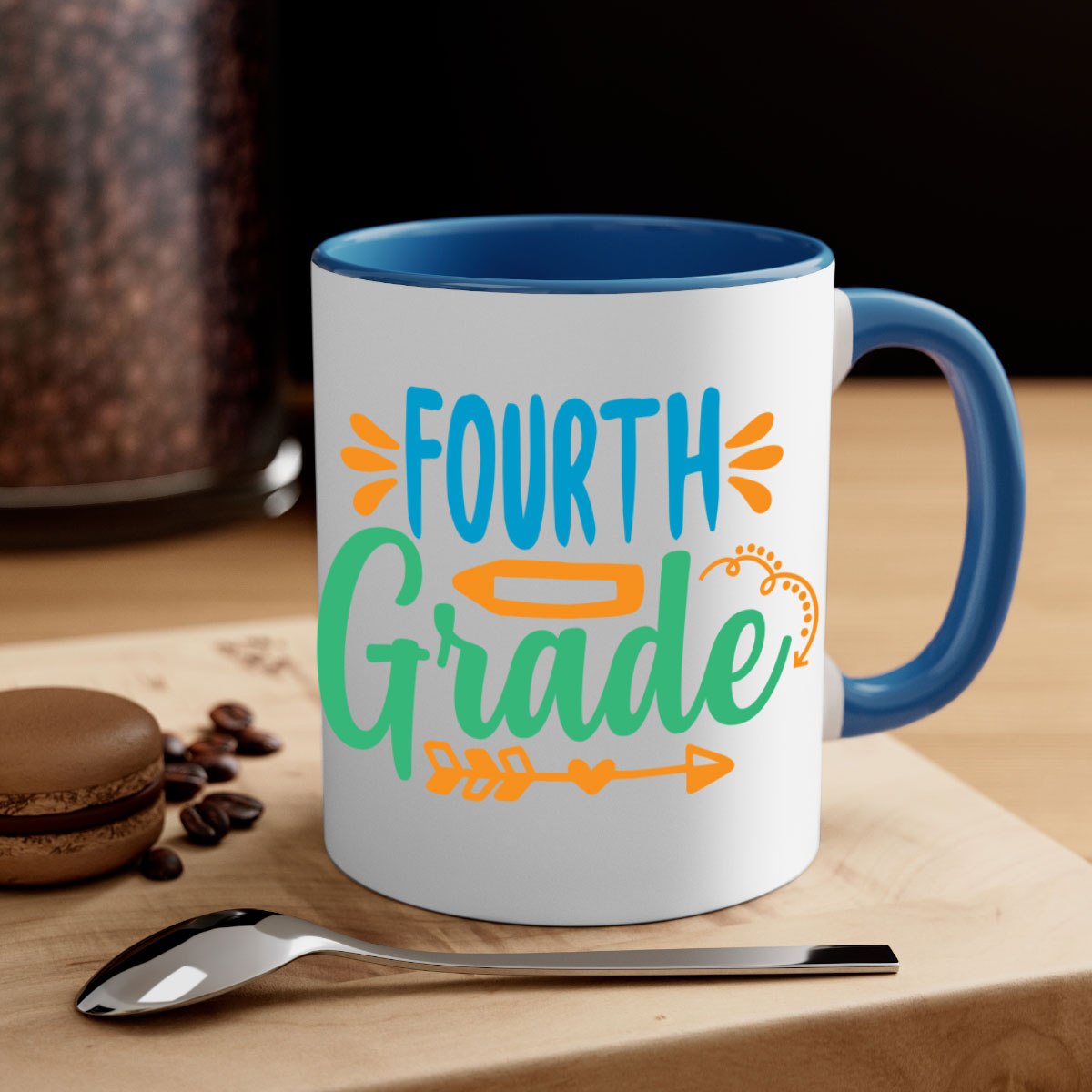 A stylish two-tone fourth grade 2# Mug with a glossy finish, featuring a colored handle and interior, available in multiple colors.