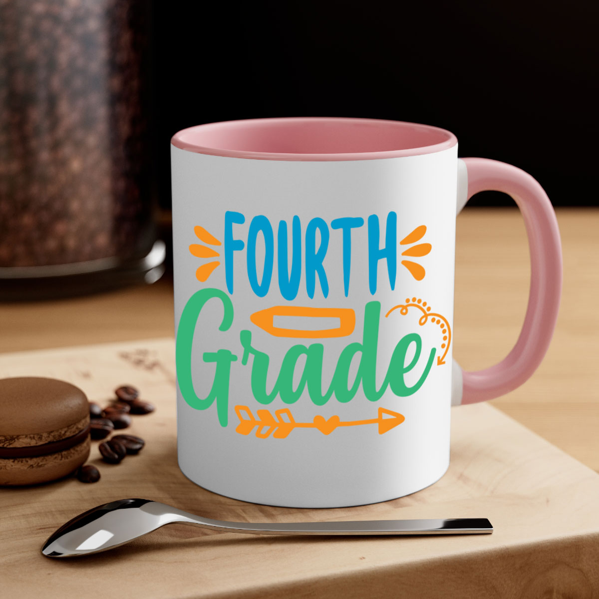 A stylish two-tone fourth grade 2# Mug with a glossy finish, featuring a colored handle and interior, available in multiple colors.