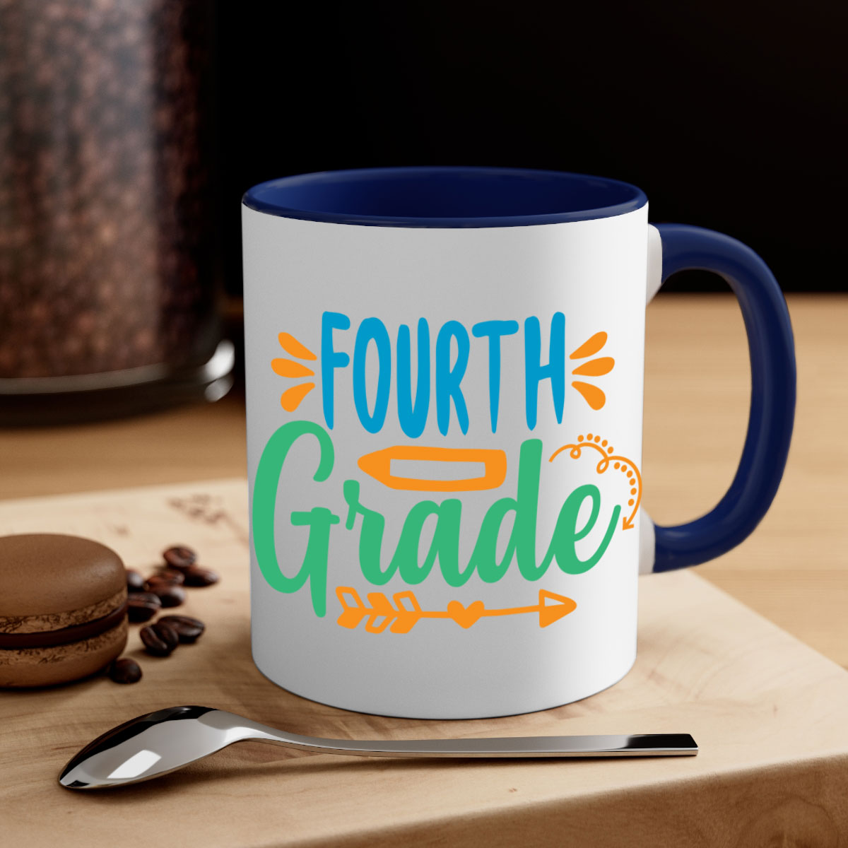 A stylish two-tone fourth grade 2# Mug with a glossy finish, featuring a colored handle and interior, available in multiple colors.