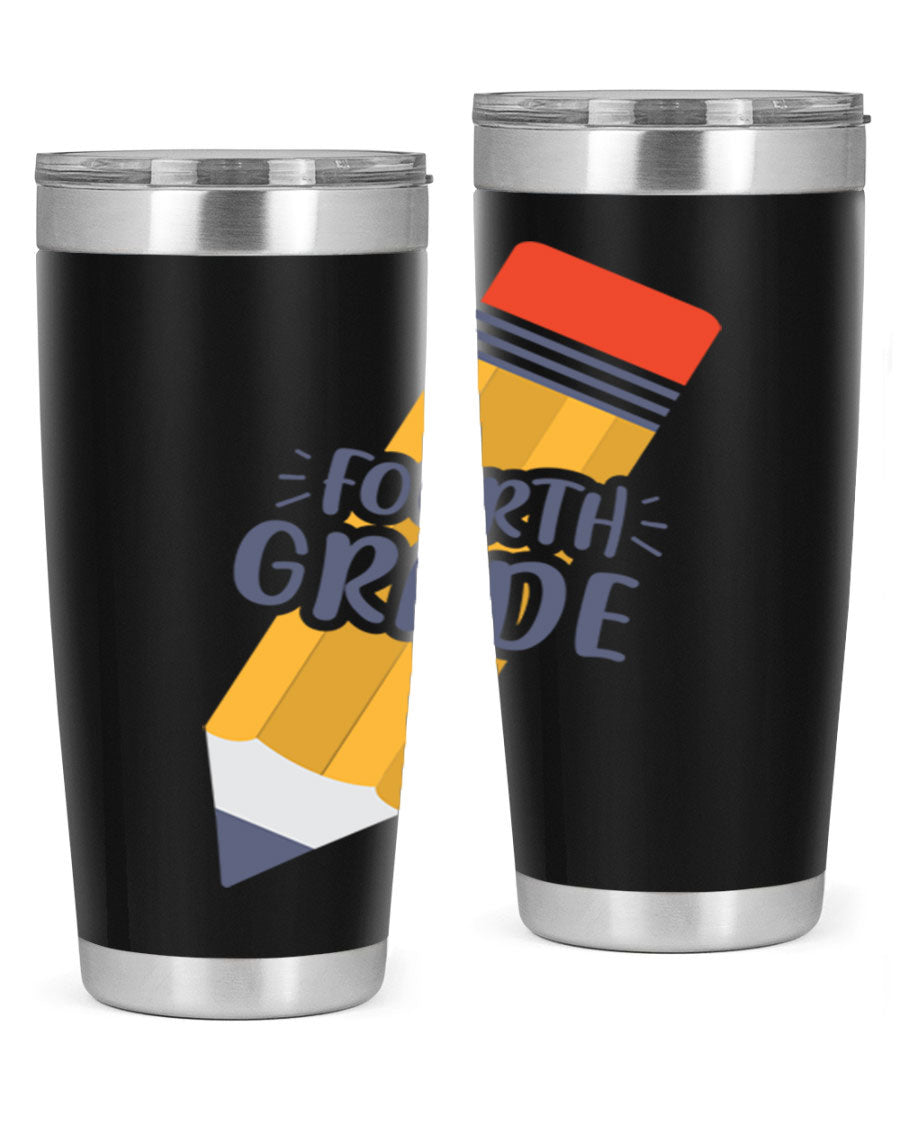 A sleek fourth gradee 20oz tumbler made of double wall vacuum stainless steel, featuring a press-in drink-thru lid, perfect for hot and cold beverages.