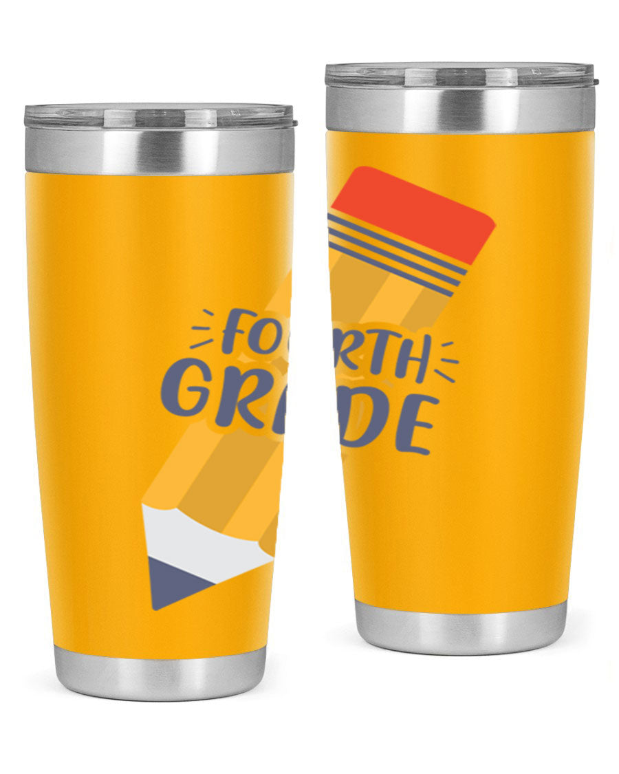 A sleek fourth gradee 20oz tumbler made of double wall vacuum stainless steel, featuring a press-in drink-thru lid, perfect for hot and cold beverages.