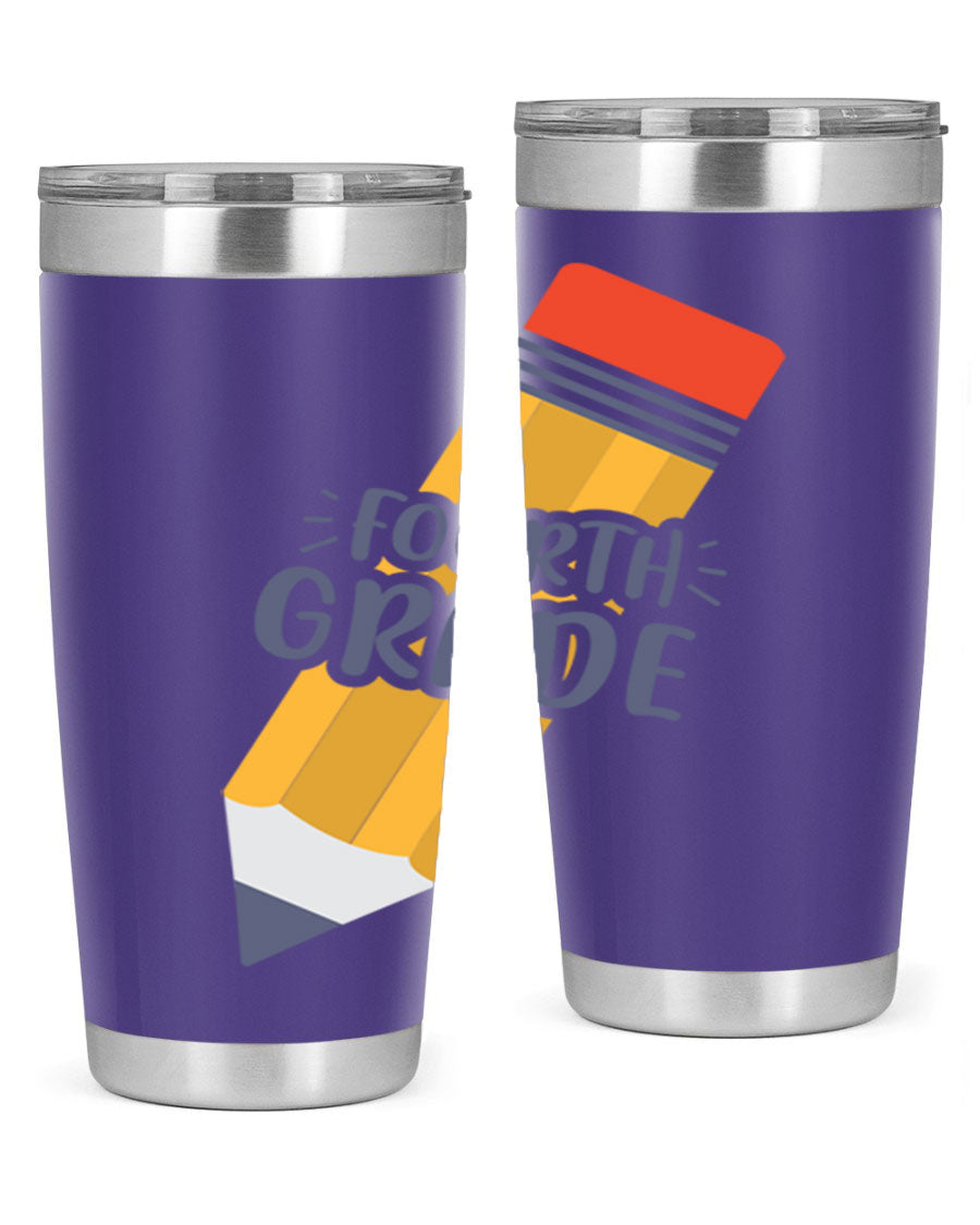 A sleek fourth gradee 20oz tumbler made of double wall vacuum stainless steel, featuring a press-in drink-thru lid, perfect for hot and cold beverages.