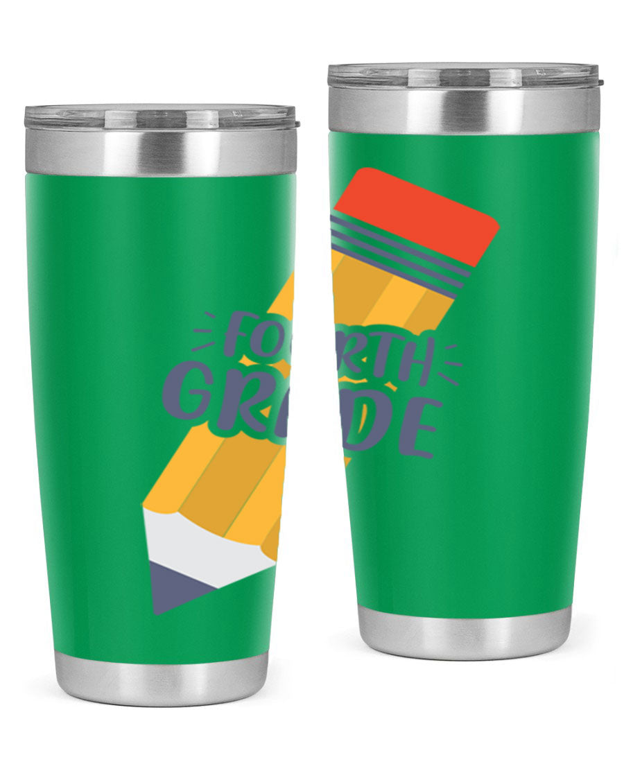 A sleek fourth gradee 20oz tumbler made of double wall vacuum stainless steel, featuring a press-in drink-thru lid, perfect for hot and cold beverages.