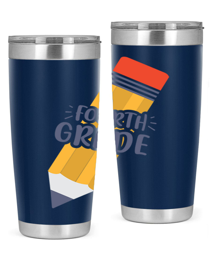 A sleek fourth gradee 20oz tumbler made of double wall vacuum stainless steel, featuring a press-in drink-thru lid, perfect for hot and cold beverages.